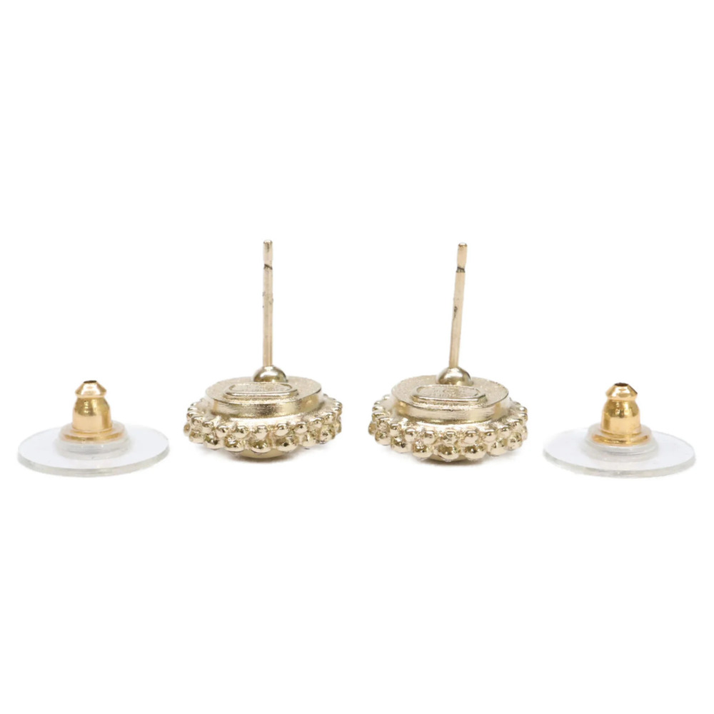 CHANEL Gold Pearl Logo Earrings - Picture 5 of 7